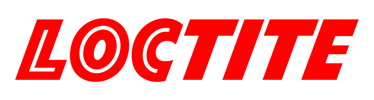Logo Loctite rosso con contorno bianco attorno alle