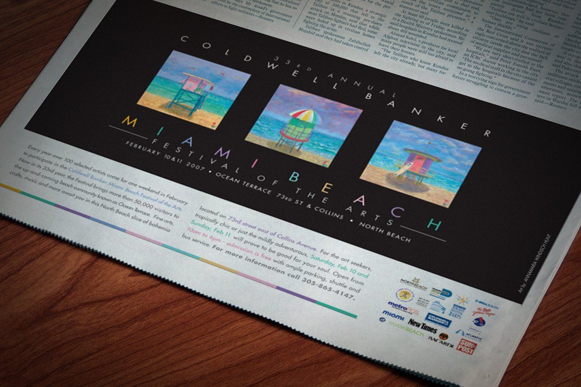 Miami Beach Festival of the Arts newsprint advertising