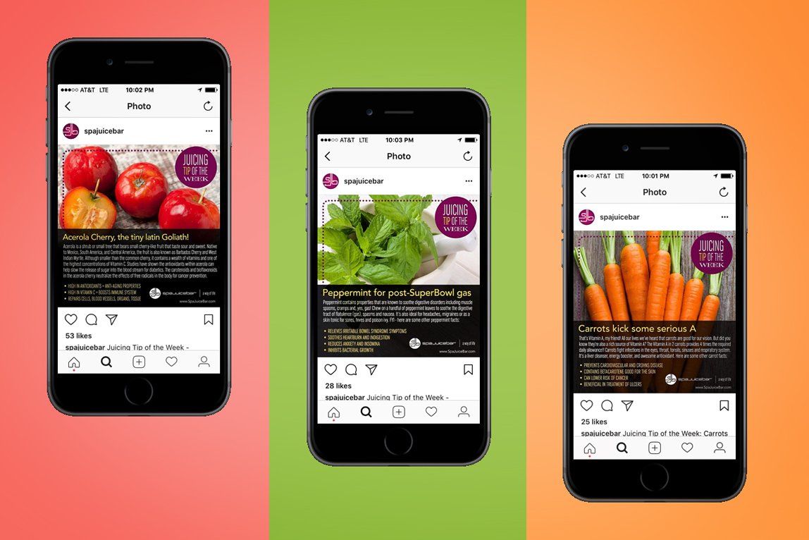 Spa Juice Bar social media promo