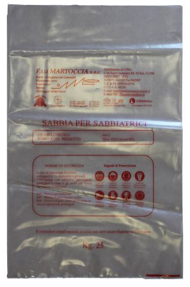 Un sacchetto di plastica trasparente con un'etichetta rossa sopra