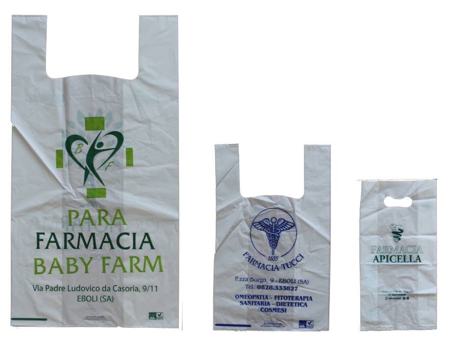 Un sacchetto di plastica bianco con la scritta 