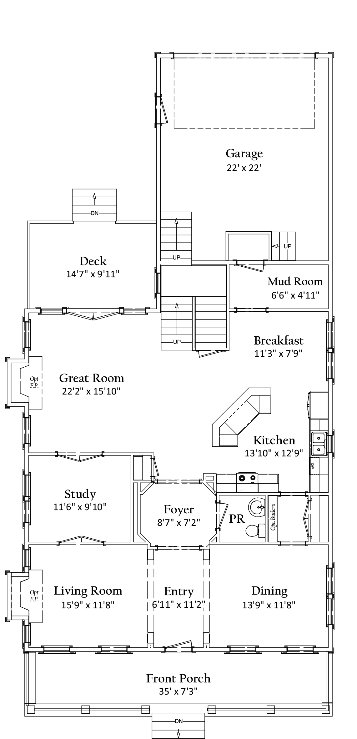 First floor floorplan | Belle Haven Classic | Covell Communities | Chester, Maryland 21619