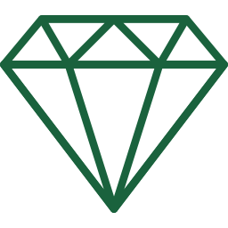 A green diamond icon on a white background.