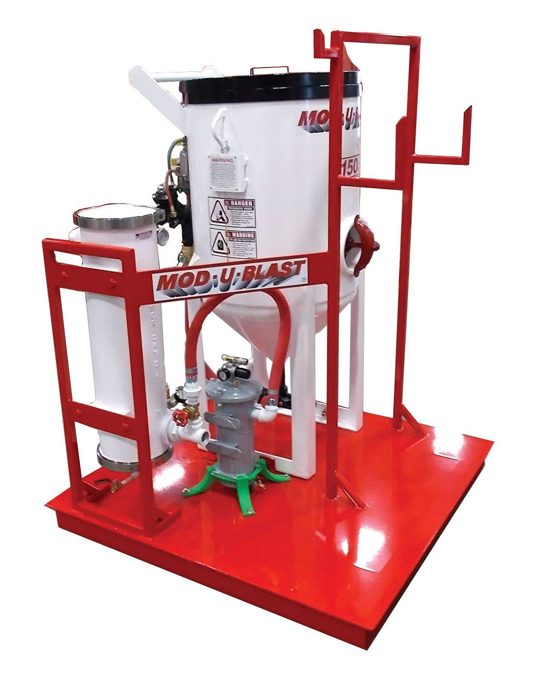 custom sandblasting skid with fork pockets