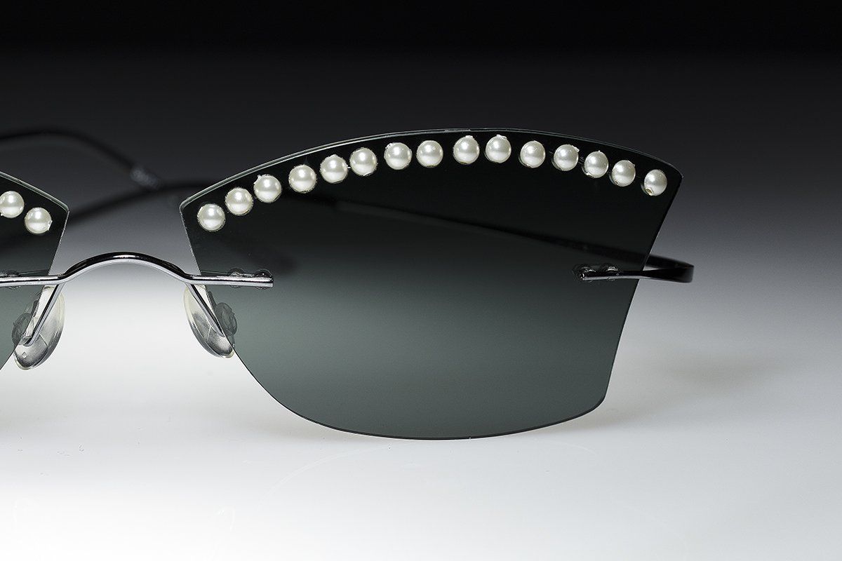 occhiali sole donna unici con perle e brillanti