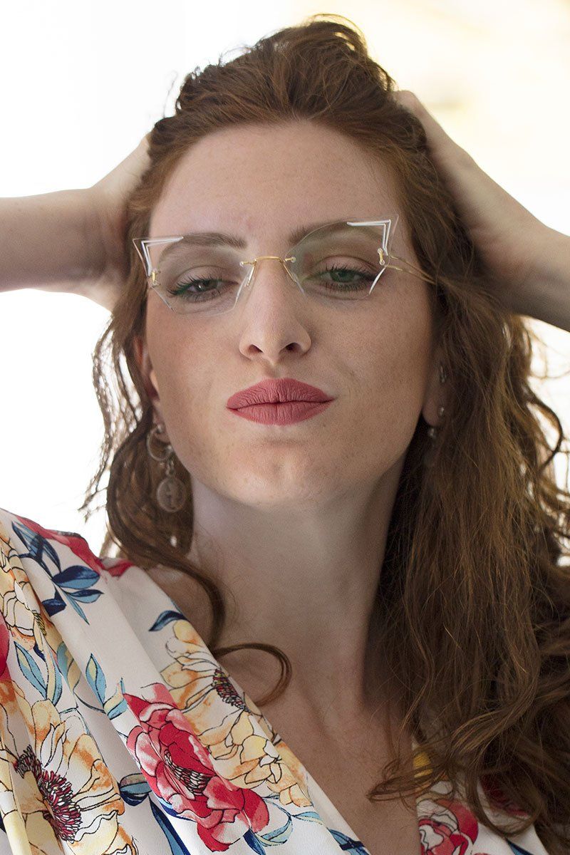 light jeweled rimless glasses customized by hands