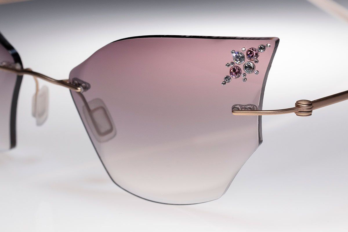 light jewelled rimless sunglasses with brilliants