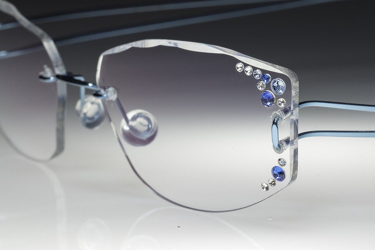 light jewelled rimless glasses customized by hands