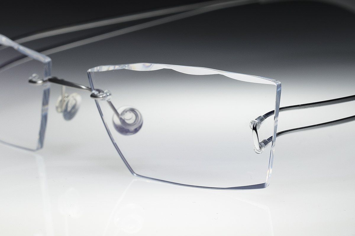 light jewelled rimless glasses customized by hands