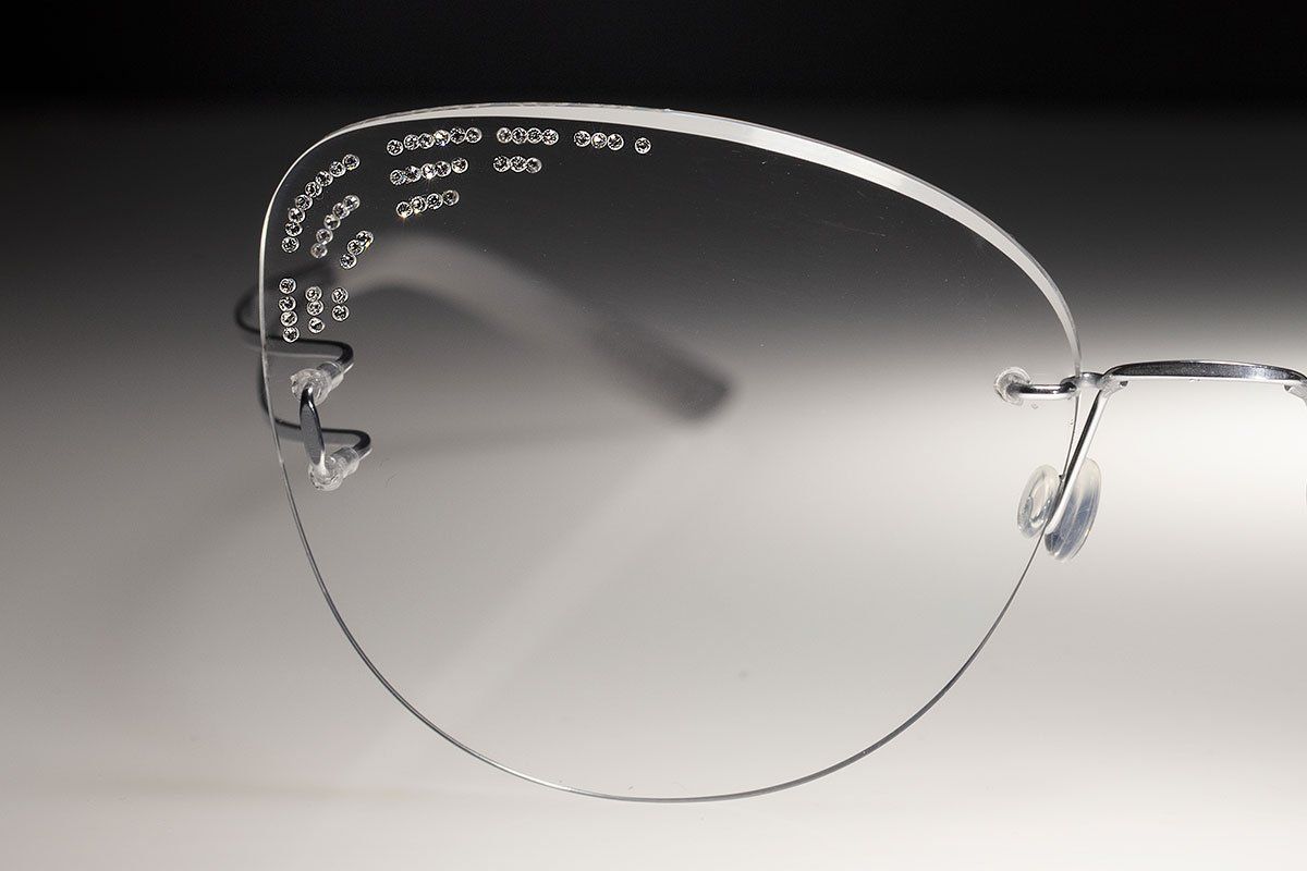 light rimless jewelled glasses