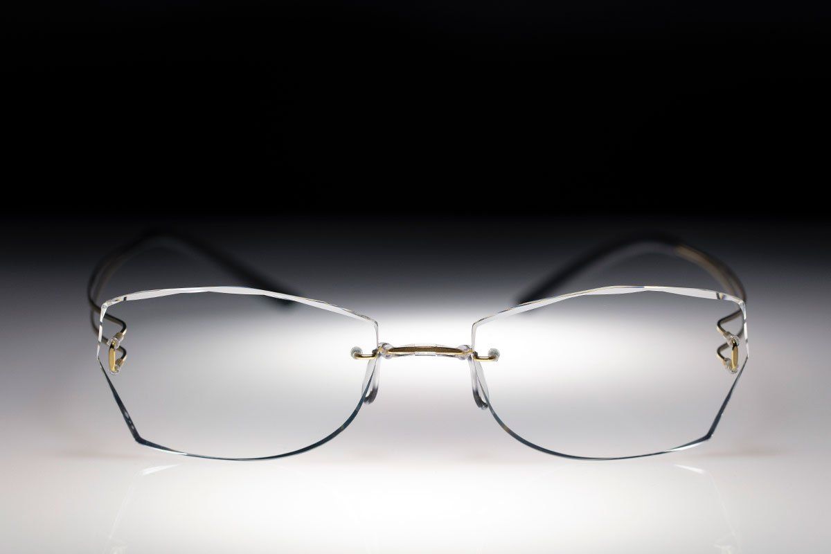 light jewelled rimless glasses customized by hands