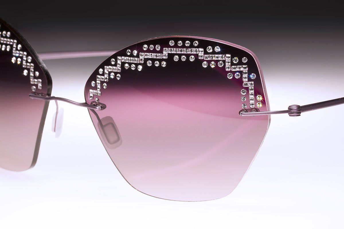 light jewelled rimless sunglasses with diamonds