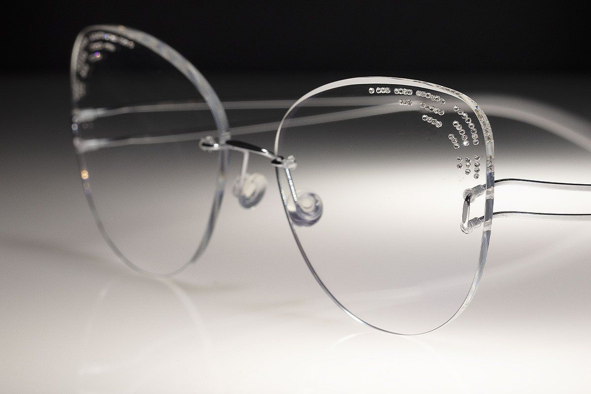 light jewelled rimless glasses