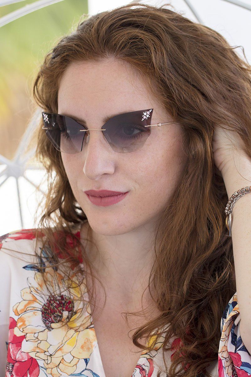 fashion jewelled rimless glasses Kate sun