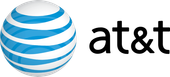 AT&T logo: a blue and white globe beside the lowercase text