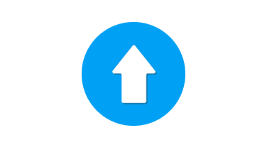 White upward arrow in a blue circle.