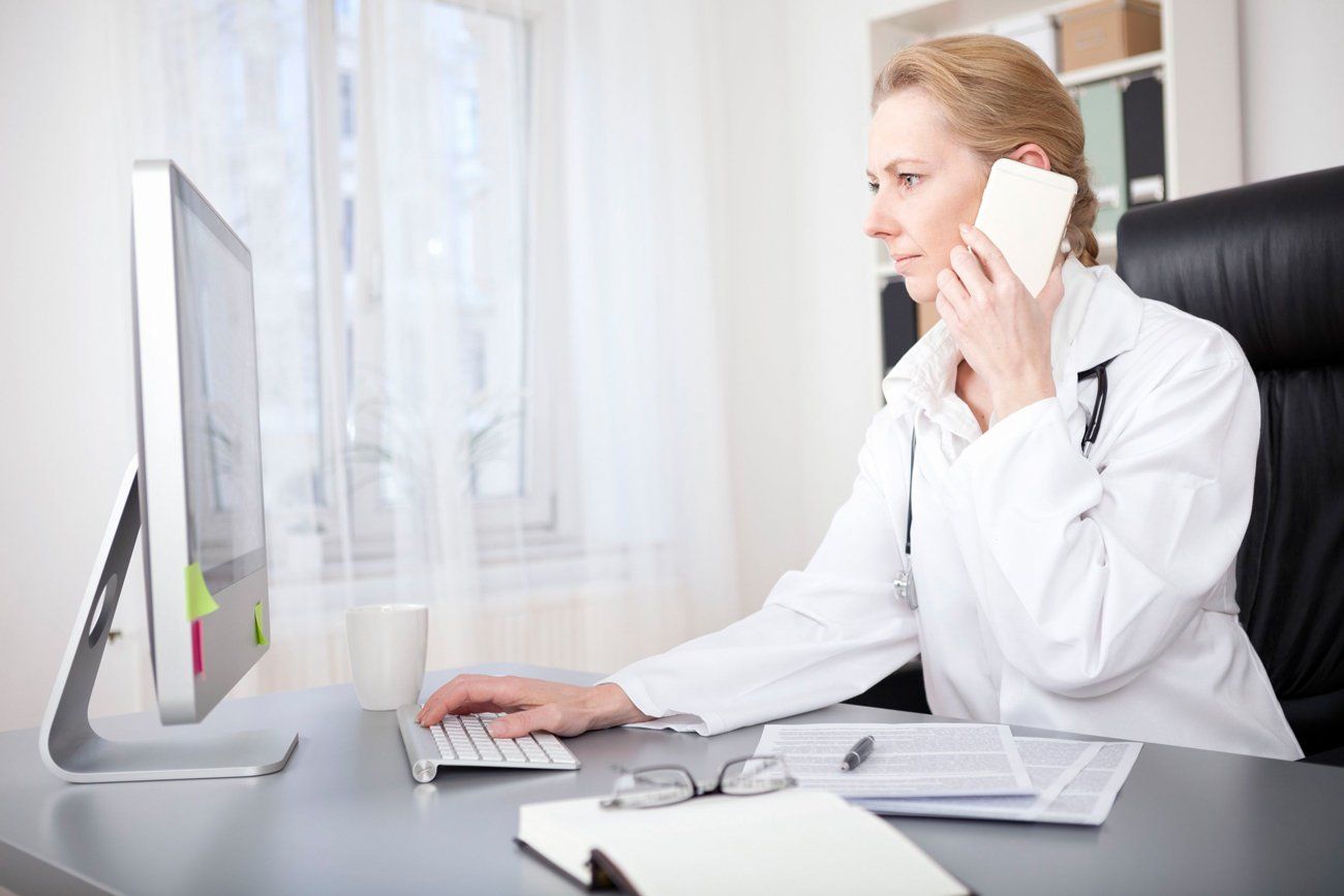female doctor calling