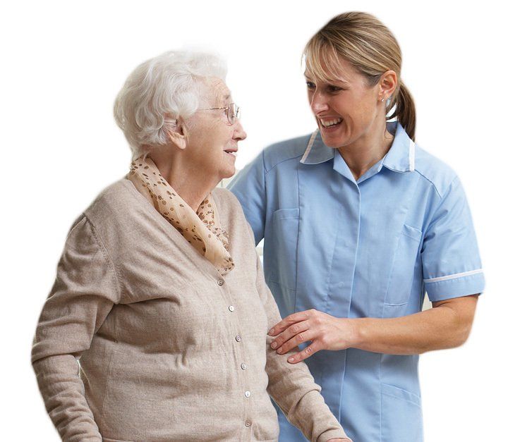 Staff member helping a resident