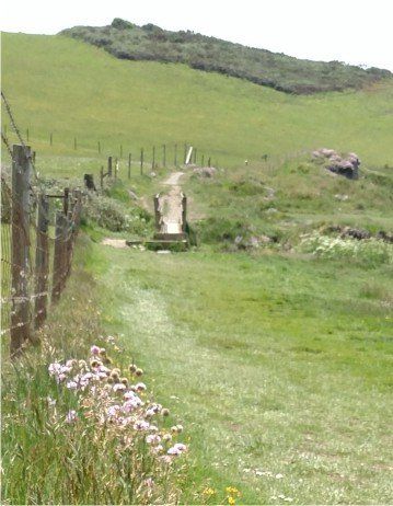 THE BRIDGE ON THE ENTRANCE TO THE BEACH Cornbrough beach bridge upon the South west coast path, UK. The entrance to the beach is here or continue along the south west coast path