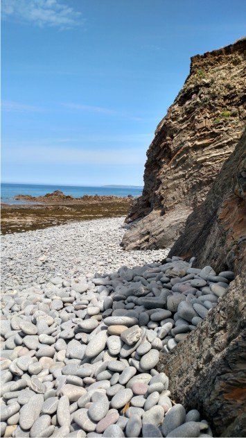 YOU ARE HERE-THE BEACH Cornbrough beach, North Devon, UK as accessed from the south west coast path. You can see Baggy Point in the distance when looking back to Westward Ho!