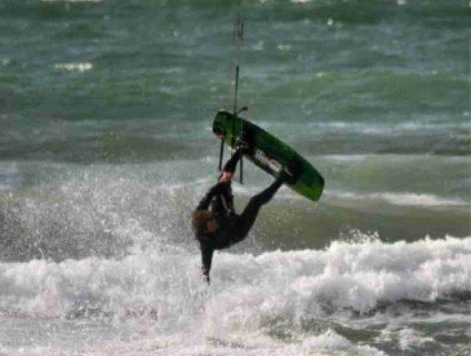 Kitesurfer on the water at Westward Ho!, UK