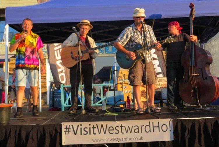 Manic Jammerz in the Beach Bar performing in Westward Ho! Devon