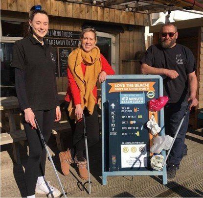 2 MIN BEACH CLEAN BOARD OUTSIDE THE PIG AND OLIVE, PEBBLERIDGE ROAD 2 min beach clean board outside the pig and olive in westward ho!