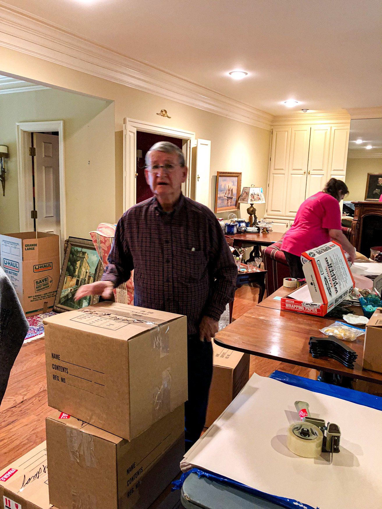 jr brown team packing belongings preparing for move