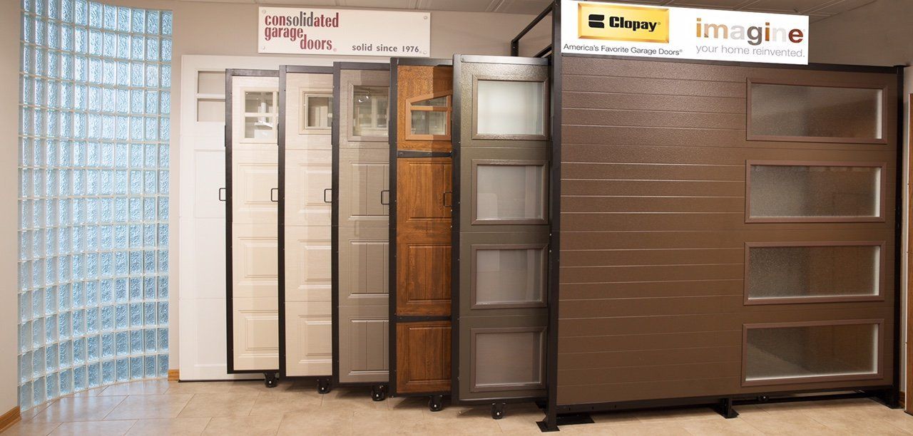 A display of different types of doors with a sign that says imagine