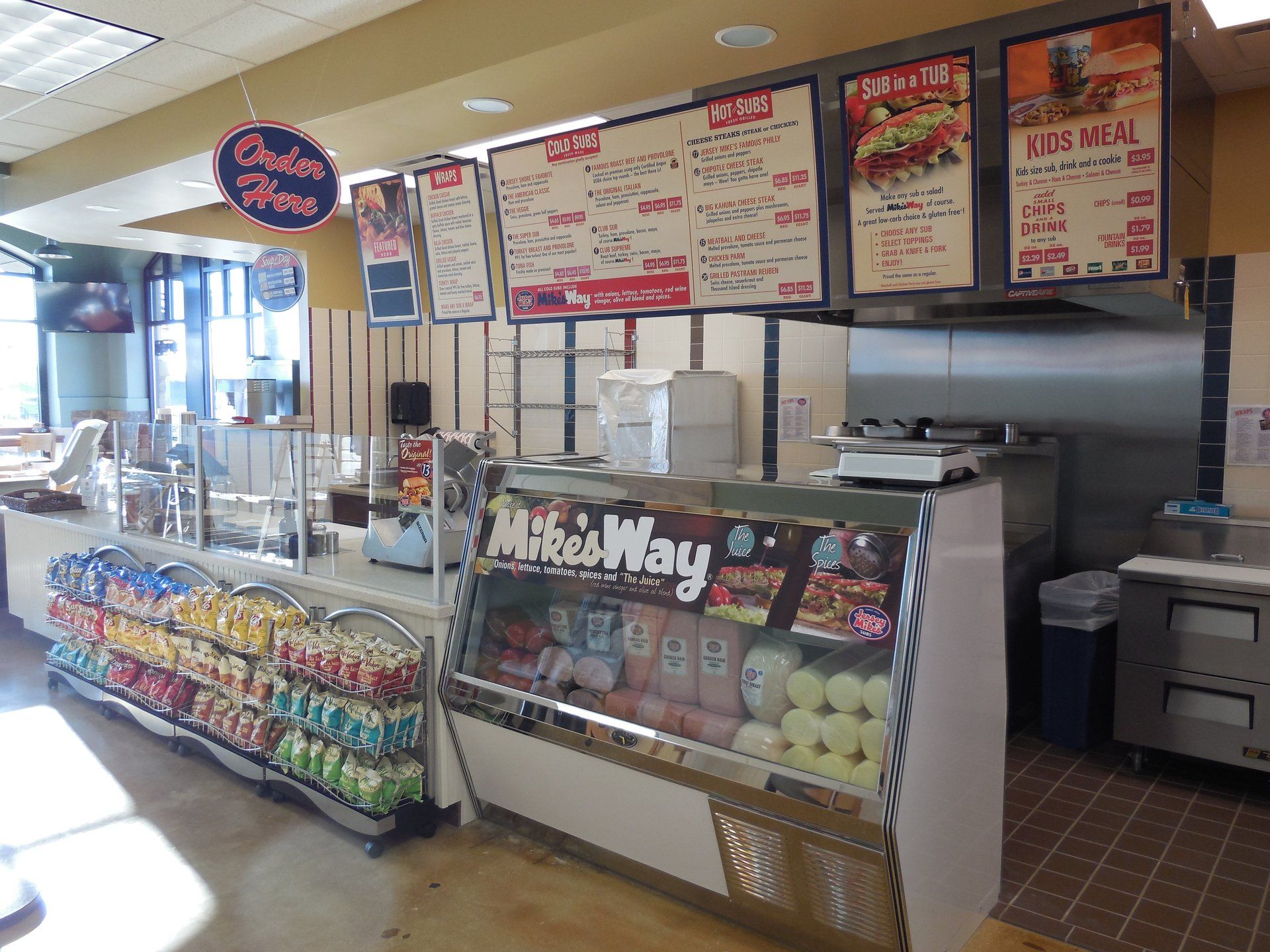 The inside of a mike 's way sandwich shop