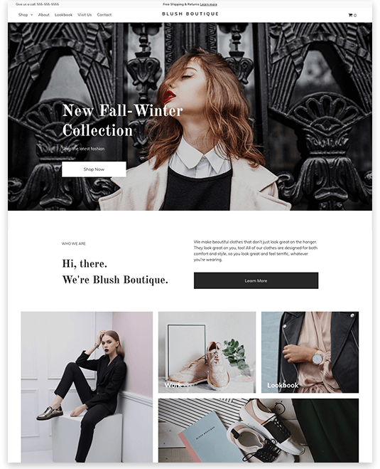 Boutique Template on Desktop in LaunchCMS