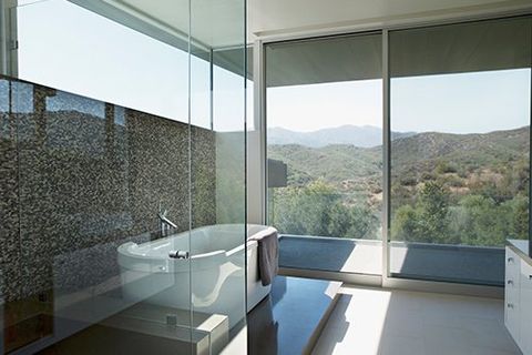 Residential Glass Installation — Glass Door of Bathroom in Pleasanton, CA Residential Glass Installation — Glass Door of Bathroom in Pleasanton, CA