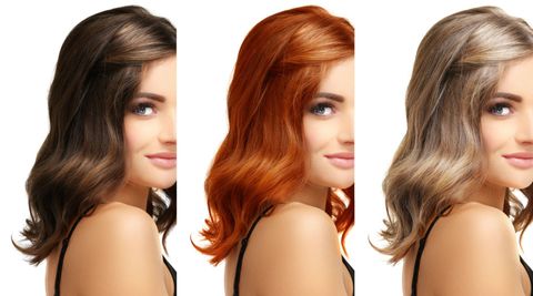 modella con parrucche di colori diversi