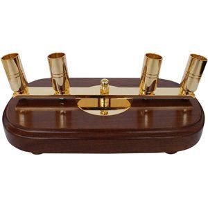 base in legno e ottone quattro aste