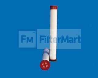 Two white tubes with red caps on a blue background with the fm filtermart logo