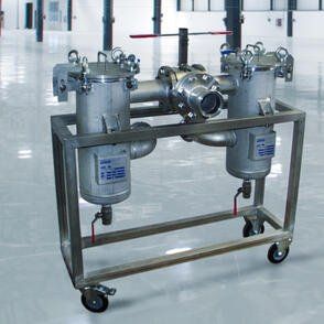 A stainless steel cart with a bunch of pipes on it