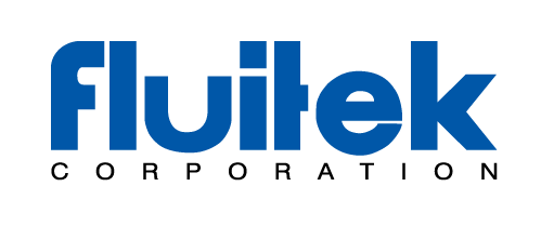 A blue and white logo for fluitek corporation