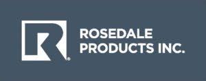 The logo for rosedale products inc. is on a blue background.
