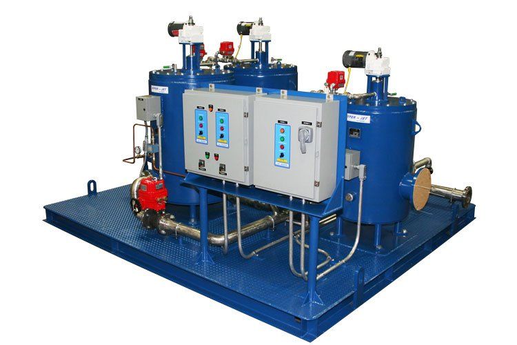 A blue machine is sitting on top of a white surface.