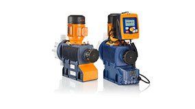 A couple of pumps sitting next to each other on a white surface.