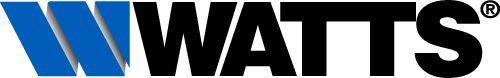 A blue and black logo for watts on a white background