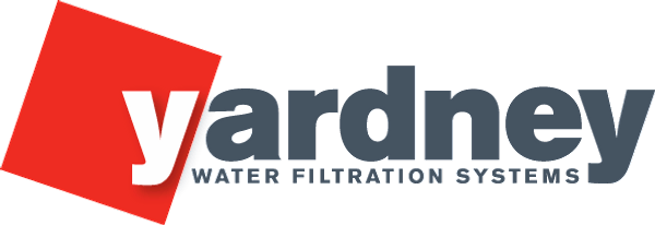 The yardney water filtration systems logo is red and black