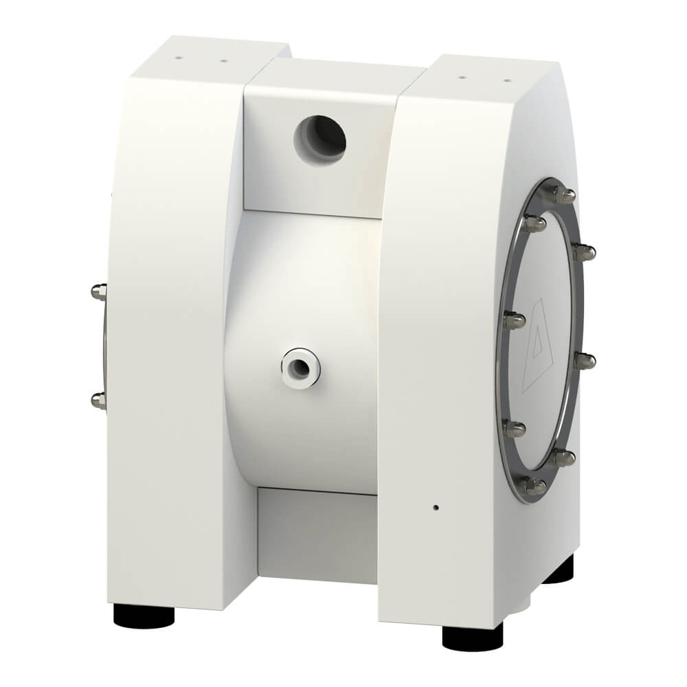 A white pump with a hole in the middle on a white background.