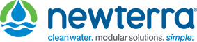 The logo for newterra clean water modular solutions simple