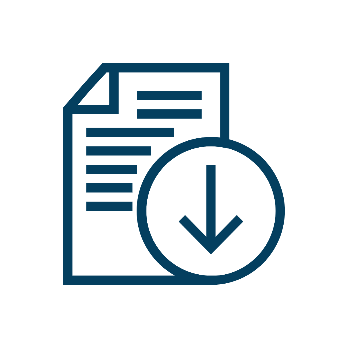 An icon of a sheet of paper with an arrow pointing down.