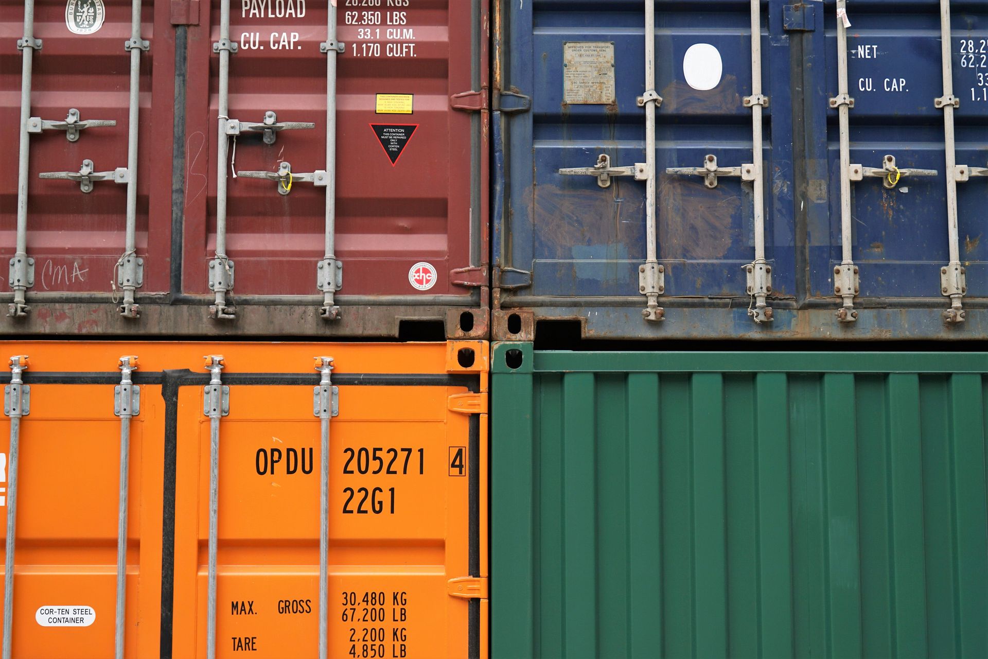 different color of containers