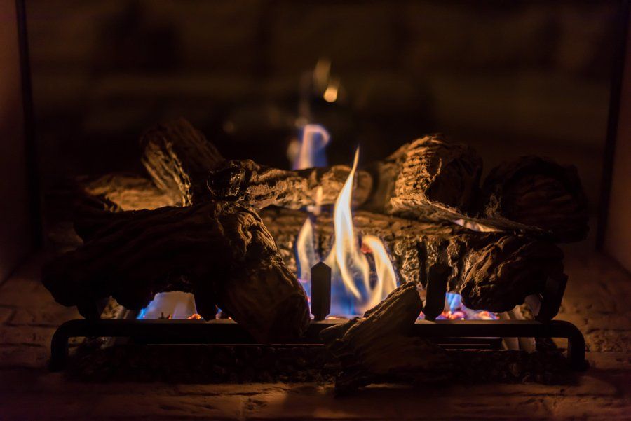 Gas Fireplace At Night — Santa Cruz, CA — Woodstove & Sun Gas Fireplace At Night — Santa Cruz, CA — Woodstove & Sun