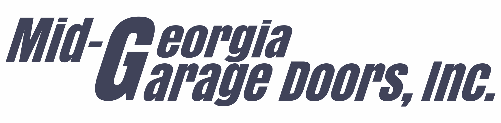 A logo for mid-georgia garage doors inc. on a white background.
