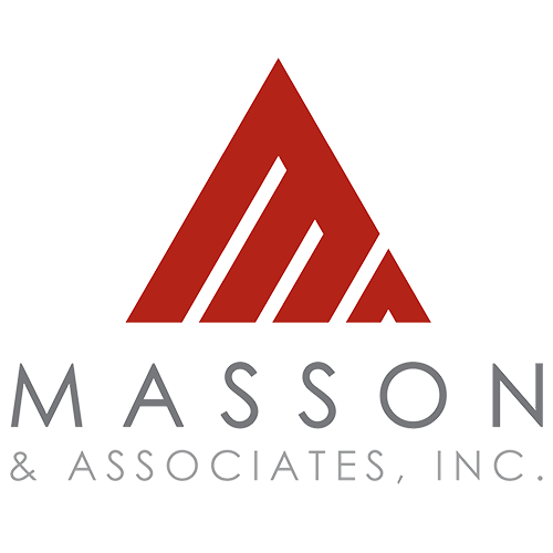 Red and white logo with 