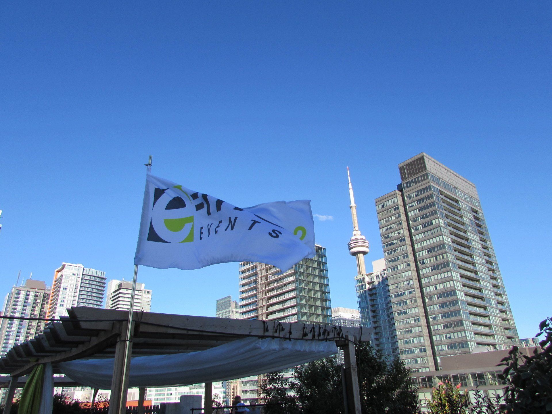 A white flag with the word toronto on it